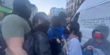 Protesters clashed with ICE agents carrying out a raid in New York City on Tuesday, resulting in the arrest of nine illegal aliens and four protesters.