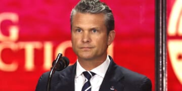 Secretary of War Pete Hegseth delivers remarks at the public memorial service for Charlie Kirk in Glendale, Arizona, on Sept. 21.