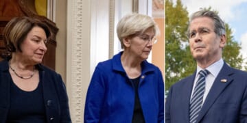 Treasury Secretary Scott Bessent, right, posted a message on social media to Democratic Sens. Amy Klobuchar of Minnesota and Elizabeth Warren of Massachusetts: "You are failures."