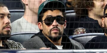 Bad Bunny attends the game between the New York Yankees and the Toronto Blue Jays in game three of the American League Division Series at Yankee Stadium in New York City on Tuesday.