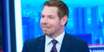 Rep. Eric Swalwell visits "The Story With Martha MacCallum" at Fox News Channel Studios in New York City on July 22, 2024.