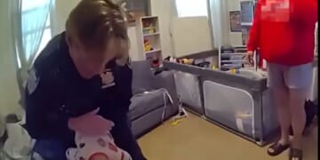 Two rookie NYPD police officers saved the life of a choking 10-month-old boy in footage that went viral on social media.