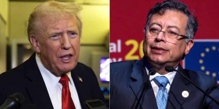 President Donald Trump, left, is continuing his war on South American drugs, calling Colombian President Gustavo Francisco Petro Urrego, right, an "illegal drug dealer" on Truth Social and cutting off U.S. funding to the country.