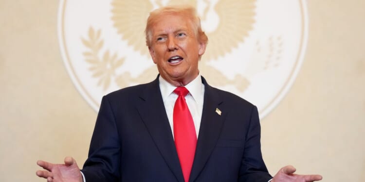 President Donald Trump speaks during a meeting with business leaders at the U.S. Ambassador's Residence on Oct. 28, 2025, in Tokyo, Japan.