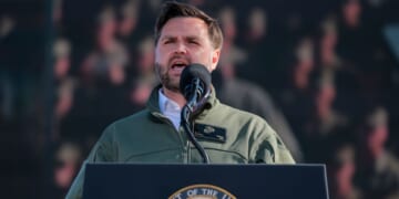 Vice President JD Vance speaks at the United States Marine Corps 250th birthday celebration in Oceanside, California, on Oct. 18, 2025.
