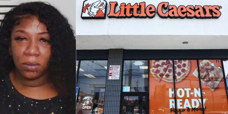 Breanna Haynes, left, was arrested after she caused $1,000 worth of damage at a Little Caesars in Louisville, Kentucky, in January.