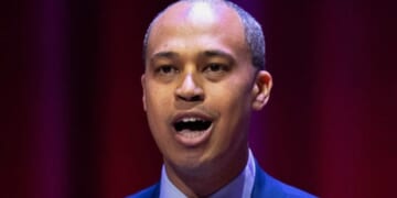 Democratic candidate for Virginia attorney general Jay Jones participates in the debate with Republican incumbent Jason Miyares in Richmond, Virginia, on Oct. 16.