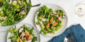 RECIPE: Pears, Parmesan and pomegranate seeds in this Thanksgiving salad with puff pastry croutons