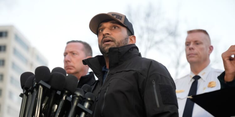 FBI Director Kash Patel speaks at a news conference regarding the shooting of two National Guard soldiers near the White House in Washington, DC on Nov. 26, 2025.