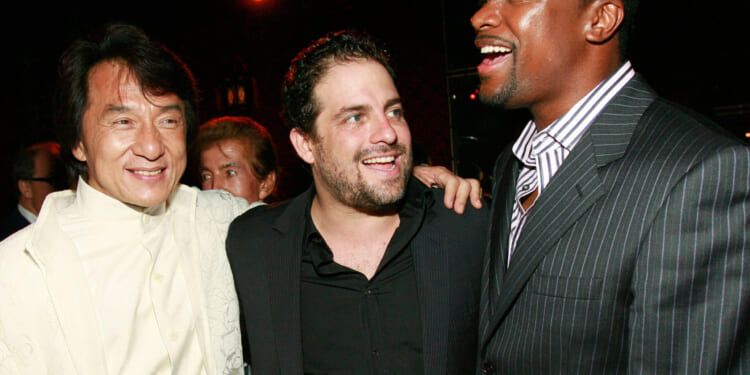 Jackie Chan, Brett Ratner, and Chris Tucker appear at the "Rush Hour 3" premiere after party in Los Angeles on July 30, 2007.