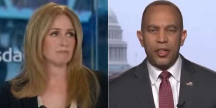 CNBC host Becky Quick didn't even try to hide her disgust with House Minority Leader Hakeem Jeffries.