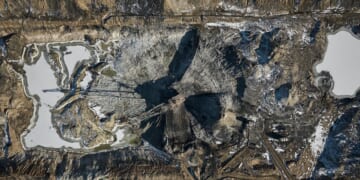 A drag-line excavator mines rare earth materials in Zhytomyr, Ukraine, on Feb. 25.