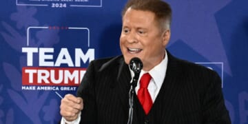 Conservative political commentator Wayne Allyn Root speaks is pictured at a January 2024 rally in Las Vegas to support now-President Donald Trump's successful campaign.