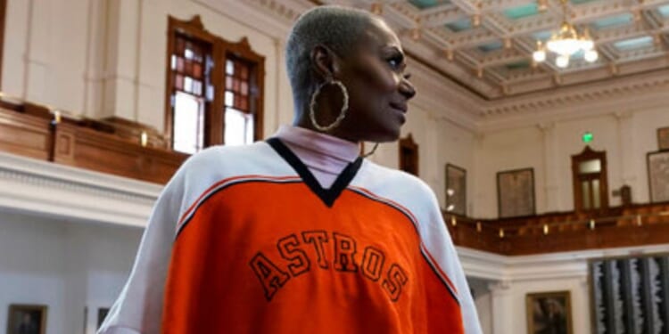 Texas state Rep. Jolanda Jones waits for members of the Astros to arrive at the Texas Capitol in Austin, Texas, on Jan. 18, 2023.
