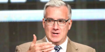 Television personality Keith Olbermann speaks onstage at an ESPN panel in Beverly Hills, California, on July 24, 2013.