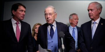 Senate Judiciary Committee Chairman Sen. Chuck Grassley speaks to reporters on Capitol Hill on Oct. 6, 2025, in Washington, D.C.