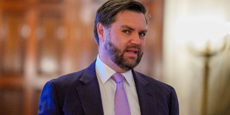 Vice President J.D. Vance stands in the Cross Hall of the White House in Washington, D.C., on Wednesday.