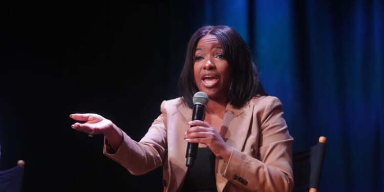 Rep. Jasmine Crockett speaks during the Won't Back Down event at The Van Buren on Aug. 3, 2025, in Phoenix, Arizona.