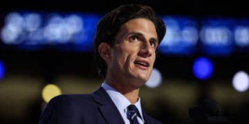 Jack Schlossberg, grandson of former U.S. President John F. Kennedy, speaks on stage Aug. 20, 2024, during the second day of the Democratic National Convention in Chicago, Illinois.