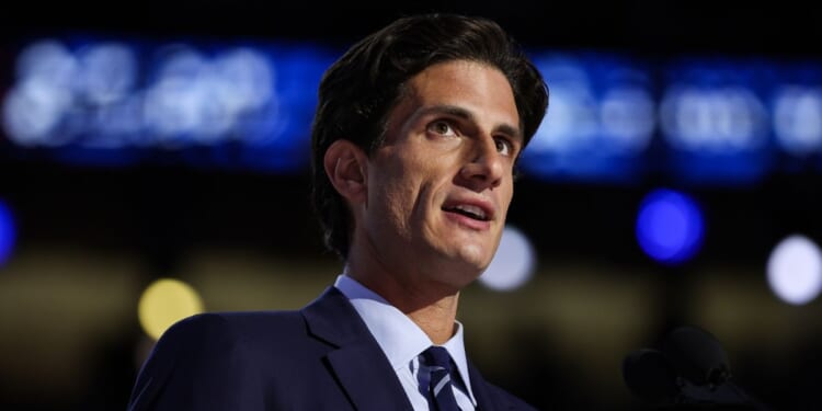 Jack Schlossberg, grandson of former U.S. President John F. Kennedy, speaks on stage Aug. 20, 2024, during the second day of the Democratic National Convention in Chicago, Illinois.