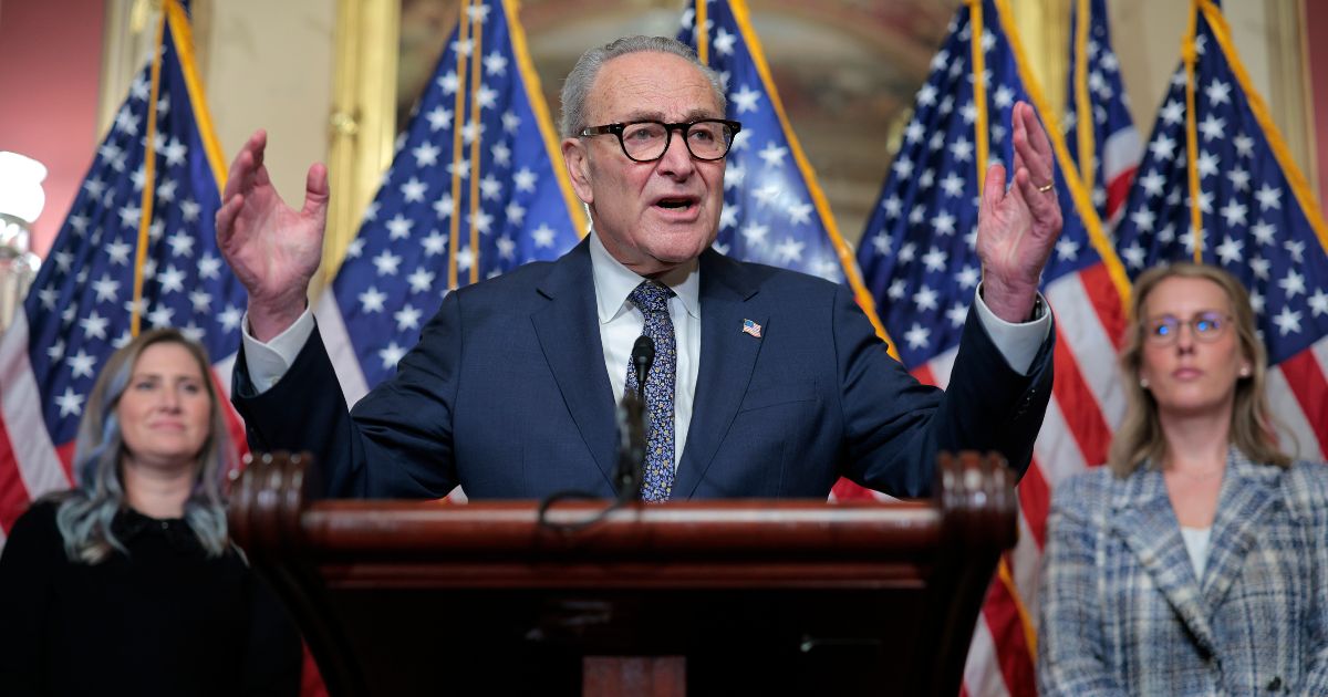 Senate Minority Leader Chuck Schumer speaks at a news conference at the U.S. Capitol in Washington, DC on Oct. 29, 2025.
