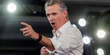 California Gov. Gavin Newsom speaks at a "Yes On Prop 50" event in Los Angeles on Saturday.