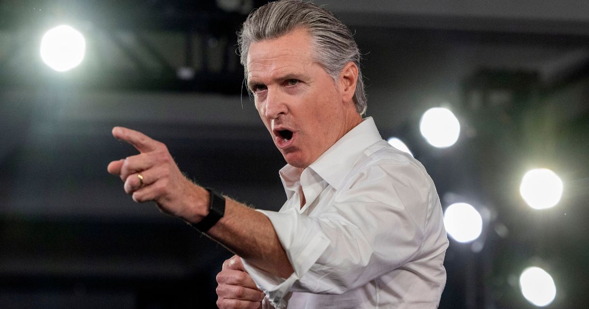 California Gov. Gavin Newsom speaks at a "Yes On Prop 50" event in Los Angeles on Saturday.