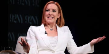 Jen Psaki speaks onstage during Jen Psaki in Conversation with Lawrence O’Donnell at 92NY on May 8, 2024, in New York City.