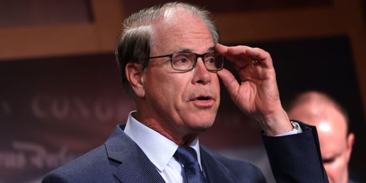 Sen. Mike Braun, a Republican from Indiana, speaks on government funding during a press conference at the U.S. Capitol on March 6, 2024, in Washington, D.C.
