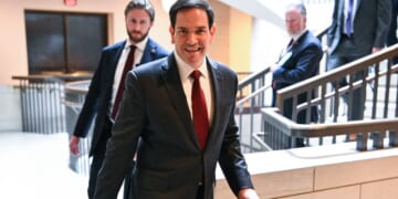 US Secretary of State Marco Rubio arrives to a briefing at the US Capitol in Washington, DC on Nov. 5, 2025.