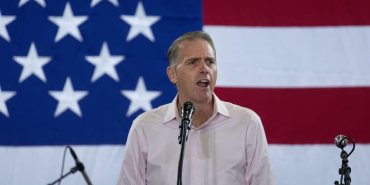 Conservative commentator Scott Jennings speaks at the Ashley's BBQ Bash fundraiser hosted by U.S. Rep. Ashley Hinson on Aug. 23, 2025, in Cedar Rapids, Iowa.