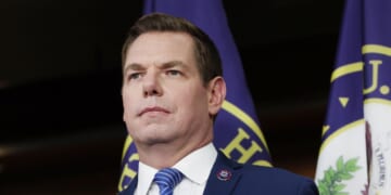Rep. Eric Swalwell, a Democrat from California, speaks at a news conference at the U.S. Capitol Building on Sept. 8, 2025, in Washington, D.C.