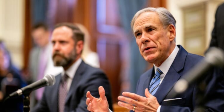 Texas Gov. Greg Abbott speaks during a bill signing in the State Capitol on April 23, 2025, in Austin, Texas.