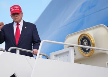 President Donald Trump departs Air Force One on Oct. 30, 2025, at Joint Base Andrews, Maryland.