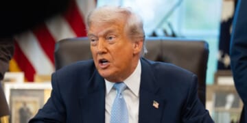 President Donald Trump is pictured during a meeting with the White House Task Force on the FIFA World Cup 2026 in the Oval Office at the White House in Washington, D.C., on Nov. 17, 2025.