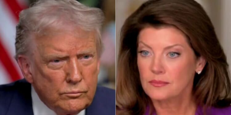 In a "60 Minutes" interview that aired on Sunday, President Donald Trump, left, told Norah O'Donnell, right, that he will not be extorted by Democrats to end the government shutdown.