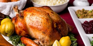 A roast turkey for Thanksgiving.