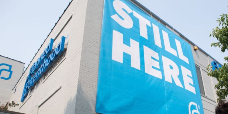 "Still Here" a sign boasted on a Planned Parenthood Reproductive Health Services Center in St. Louis, Missouri, in a file photo from May 31, 2019.