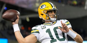 Jordan Love of the Green Bay Packers warms up prior to the game against the Chicago Bears at Soldier Field on Dec. 20, 2025, in Chicago, Illinois.