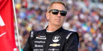 Greg Biffle is pictured during driver introductions before the 2022 NASCAR Daytona 500 auto race in Daytona Beach, Florida.