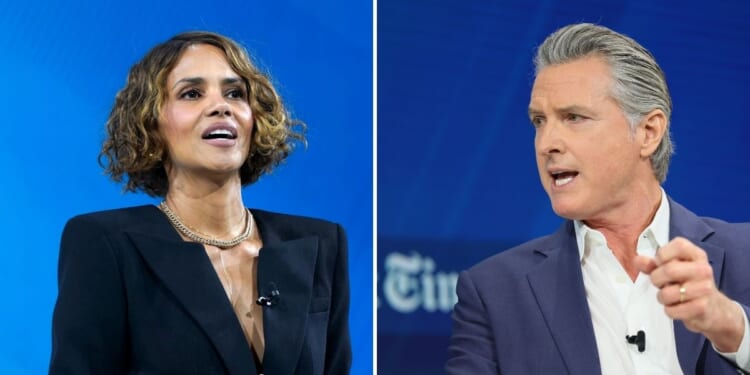 Halle Berry said she would not be supporting California Democratic Gov. Gavin Newsom for the presidency during the DealBook Summit at the Lincoln Center on Dec. 3, 2025, in New York City.
