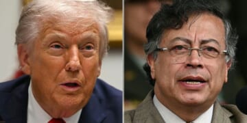 President Donald Trump said Wednesday that Colombia's President Gustavo Petro, right, "is going to get into big trouble if he does not wake up."