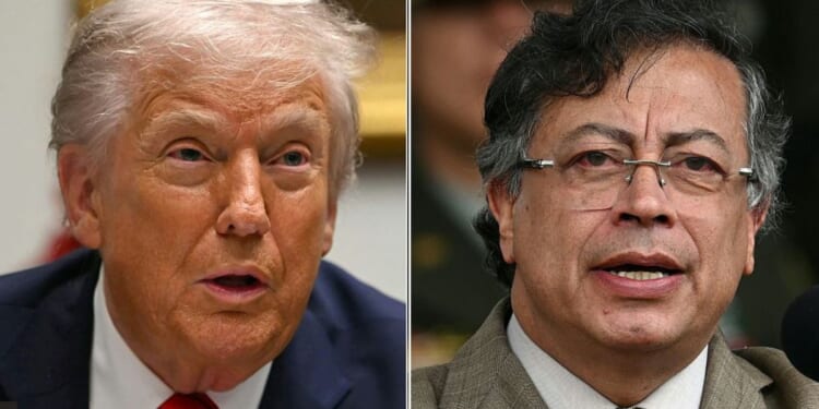 President Donald Trump said Wednesday that Colombia's President Gustavo Petro, right, "is going to get into big trouble if he does not wake up."