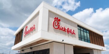 The first elevated Chick-fil-A restaurant is seen on opening day on Aug. 22, 2024, in McDonough, Georgia.