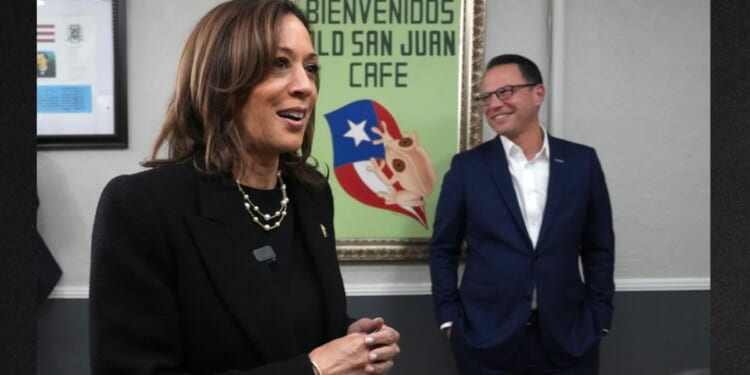 Then-Vice President and Democratic presidential nominee Kamala Harris is seen with Pennsylvania Gov. Josh Shapiro during a Nov. 4, 2024, campaign stop in Reading, Pennsylvania.