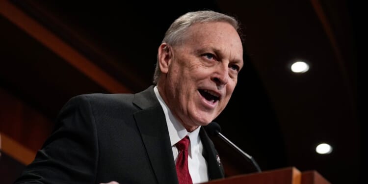 Rep. Andy Biggs, a Republican from Arizona, speaks during a news conference with members of the House Freedom Caucus at the U.S. Capitol on Nov. 29, 2023, in Washington, D.C.