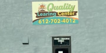 A state official said there were no children at the day care center when a YouTube sleuth Nick Shirley visited it last week because it had closed due to "space resraints." However, on Monday, after Shirley's video went viral, there were more than a dozen children spotted going into the center and a sticker had been placed on the sign, correcting the misspelled word.