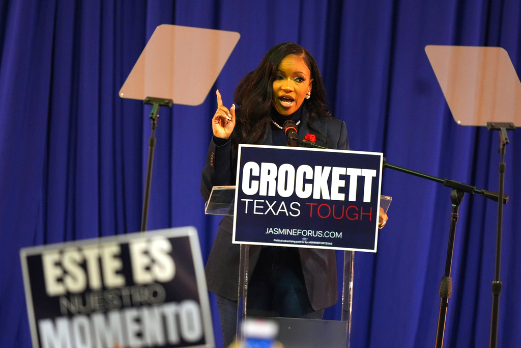 Rep. Jasmine Crockett, a Texas Democrat, speaks Monday in Dallas after announcing her run in the Democratic primary for U.S. Senate.