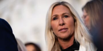 Rep. Marjorie Taylor Greene held a press conference outside the U.S. Capitol on Nov. 18, 2025, with victims of convicted sex offender Jeffrey Epstein.