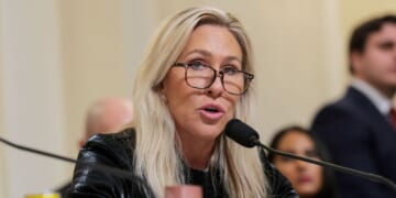 Rep. Marjorie Taylor Greene speaks during a hearing with the House Committee on Homeland Security in the Cannon House Office Building on Dec. 11, 2025, in Washington, D.C.